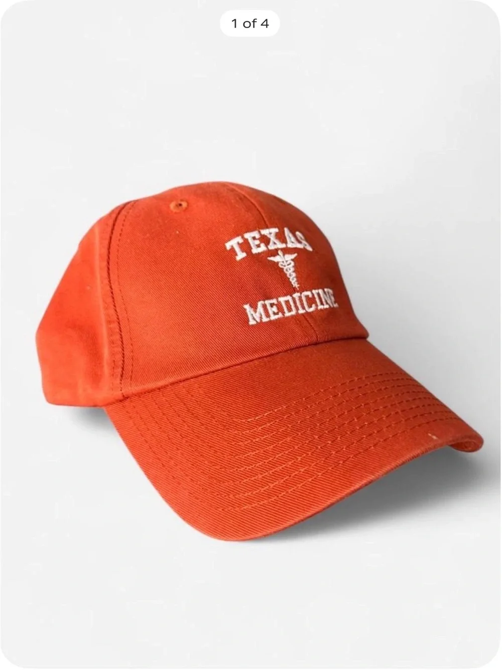 Texas Medicine Embroidered Orange Baseball Cap